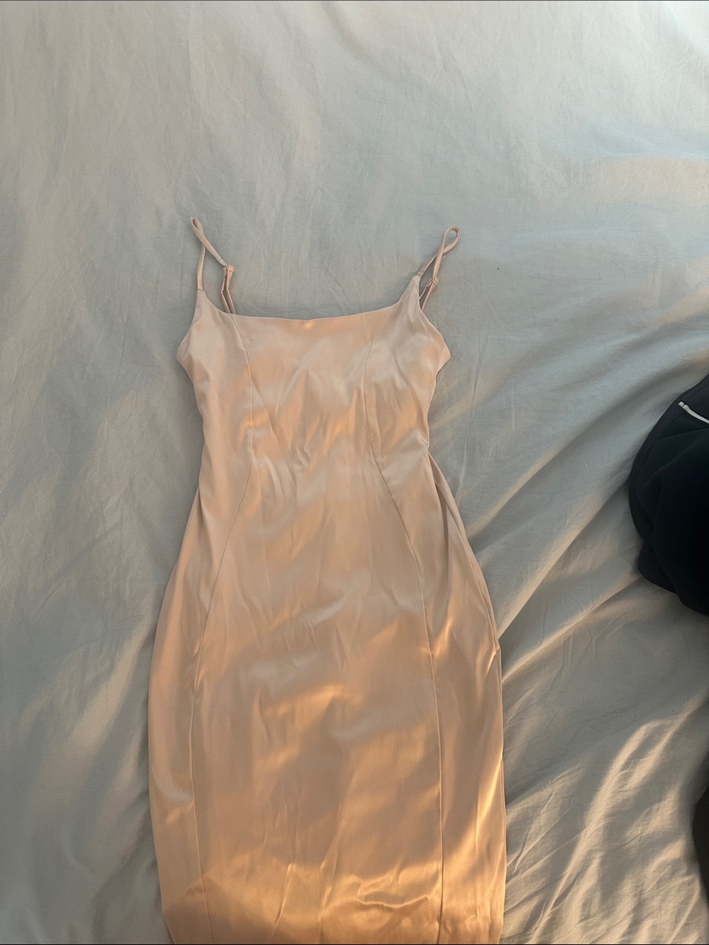Fashion Nova Blush Satin Slip Midi Dress